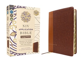 NIV Application Bible, Large Print, Leathersoft, Brown, Red Letter, Thumb Indexed, Comfort Print: Bringing the Ancient Message of the Bible Into Your