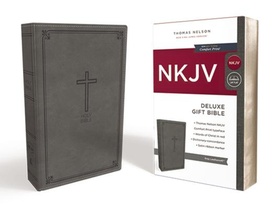 NKJV, Deluxe Gift Bible, Leathersoft, Gray, Red Letter, Comfort Print voorzijde