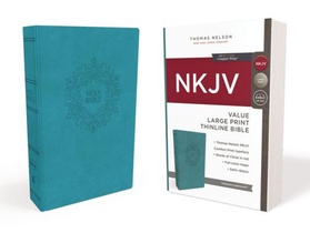 NKJV, Value Thinline Bible, Large Print, Turquoise Leathersoft, Red Letter, Comfort Print voorzijde