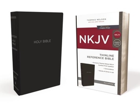 NKJV, Thinline Reference Bible, Leather-Look, Black, Red Letter, Comfort Print voorzijde