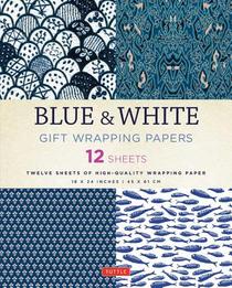 Blue & White Gift Wrapping Papers - 12 Sheets