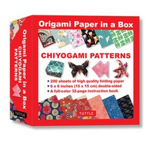 Origami Paper in a Box - Chiyogami Patterns: 200 Sheets of Tuttle Origami Paper: 6x6 Inch Origami Paper Printed with 12 Different Patterns: 32-Page In