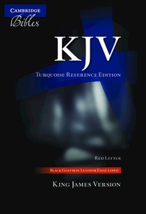 KJV Turquoise Reference Bible, Black Goatskin Leather, Red-letter Text, KJ676:XRL