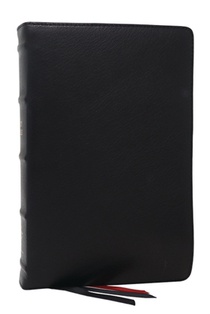 NKJV Bible: Single-Column Verse-By-Verse W/ 72,000 Cross-References, Black Goatskin Leather, Premier Collection, Comfort Print: New King James Version