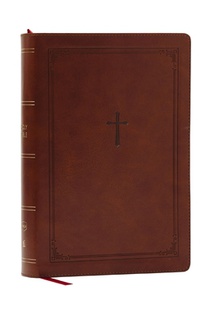 NKJV Giant Print End-of-Verse Reference Bible, Brown Leathersoft, Red Letter, Comfort Print