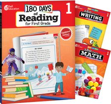 180 Days(tm) Reading, Writing and Math for Grade 1: 3-Book Set: Practice, Assess, Diagnose