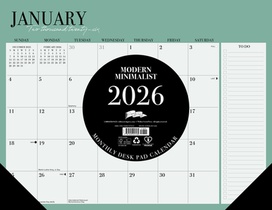 Modern Minimalist 2026 22 X 17 Large Monthly Deskpad