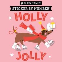 Brain Games - Sticker by Number Compact Edition: Holly Jolly 7x7 Inches Christmas Stocking Stuffer, Travel Size Activity Book for Adults & Kids 7+