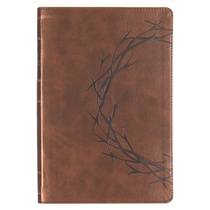 KJV Bible Giant Print Full-Size Faux Leather, Crown of Thorns/Amazing Grace, Brown