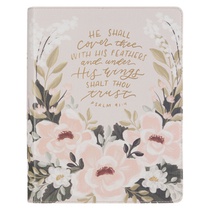 KJV Note-Taking Bible Faux Leather Under His Wings, Cream Floral Printed Ps. 91:4