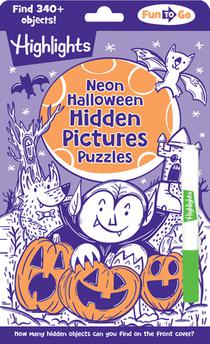 Neon Halloween Hidden Pictures Puzzles: Halloween Puzzle Book for Kids with Neon Hidden Pictures Scenes and Gel Marker, Perfect Halloween Gift and Tra