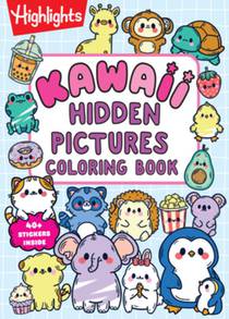 Kawaii Hidden Pictures Coloring Book: Cozy Coloring and Kids Puzzle Book with Over 40 Kawaii Stickers to Decorate, 90-Page Interactive Sticker Activit