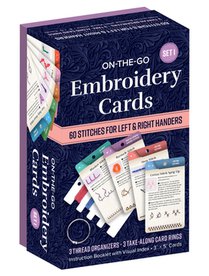 On-The-Go Embroidery Cards Set 1: 60 Stitches for Left & Right Handers, 3 Thread Organizers, 3 Take-Along Rings