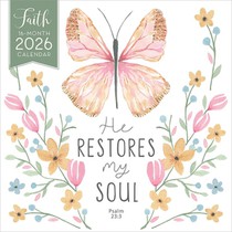 Faith 2026 12 X 24 Inch (Hanging) Monthly Square Wall Calendar Featuring the Artwork of Blue Chair Blessing Plastic-Free