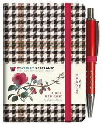 A Red, Red Rose Tartan Notebook (mini with pen) (Burns check tartan) voorzijde