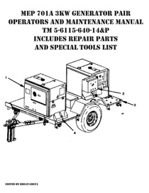 MEP 701A 3KW Generator Pair Operators and Maintenance Manual TM 5-6115-640-14&P Includes Repair Parts and Special Tools List
