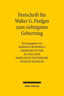 Festschrift für Walter G. Paefgen zum siebzigsten Geburtstag