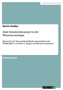 Zum Situationskonzept in der Wissenssoziologie voorzijde