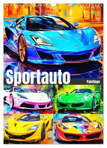 Sportauto Paintings (Wandkalender 2026 DIN A3 hoch), CALVENDO Monatskalender