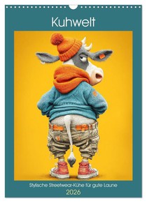 Kuhwelt. Stylische Streetwear-Kühe für gute Laune (Wandkalender 2026 DIN A3 hoch), CALVENDO Monatskalender