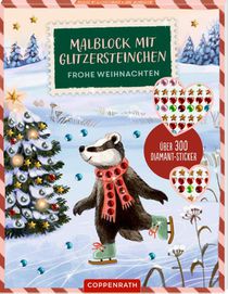 Malblock mit Glitzersteinchen - Frohe Weihnachten!