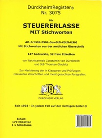 DürckheimRegister® STEUERERLASSE 2022 MIT STICHWORTEN