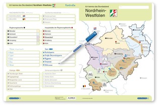 Ich kenne das Bundesland Nordrhein-Westfalen- Lerntafel mit Stift