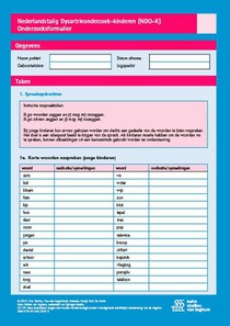 Nederlandstalig Dysartrieonderzoek - Kinderen (NDO-K) scoreformulieren