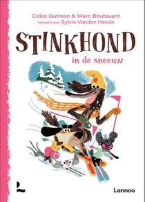 Stinkhond in de sneeuw voorzijde