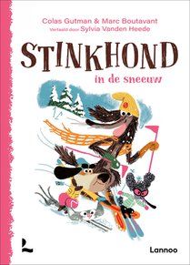 Stinkhond in de sneeuw voorzijde