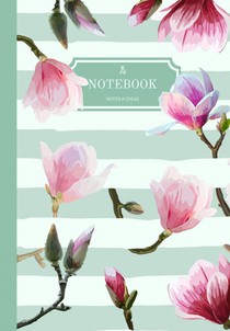 Notebook | Journal with digitally handmade Illustrated Hardcover | Magnolia