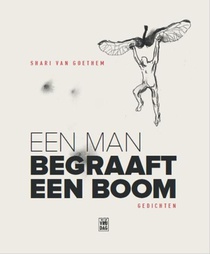 Een man begraaft een boom voorzijde