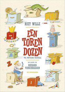 Een toren dozen voorzijde