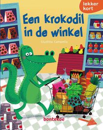 Een krokodil in de winkel voorzijde