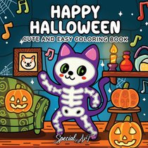 Happy Halloween: Coloring Book for Adults and Teens Featuring Cute and Spooky Creatures in Cozy Hygge Moments for Relaxation
