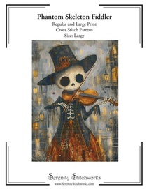 Phantom Skeleton Fiddler Cross Stitch Pattern - Large Size Edition: Regular and Large Print Cross Stitch Pattern