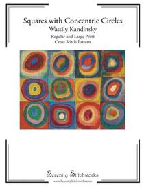 Squares with Concentric Circles Cross Stitch Pattern - Wassily Kandinsky: Regular and Large Print Cross Stitch Pattern