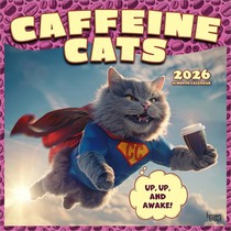 Caffeine Cats 2026 12 X 24 Inch (Hanging) Monthly Square Wall Calendar Plastic-Free