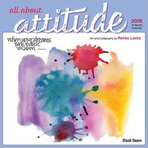 All about Attitude 2026 12 X 24 Inch (Hanging) Monthly Square Wall Calendar Featuring the Artwork of Renee Locks Plastic-Free