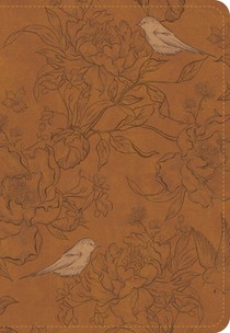 CSB Large Print Personal Size Reference Bible, Optimal Type, Digital Study Edition, Brown Floral Leathertouch
