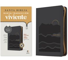 Biblia ultrafina NTV, letra grande de ziper con Filament (SentiPiel, Gris, Indice, Letra Roja)