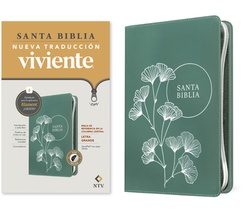 Biblia de Referencia En La Columna Central Ntv, Letra Grande de Zíper Con Filament (Sentipiel, Verde, Índice, Letra Roja)