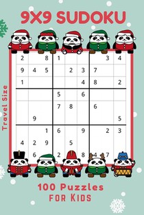 Kids Sudoku Puzzle Travel Size: Christmas Panda Kids 9X9 Sudoku 100 puzzle travel size Stocking Stuffer