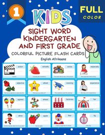 Sight Word Kindergarten and First Grade Colorful Picture Flash Cards English Afrikaans: Learning to read basic vocabulary card games. Improve reading