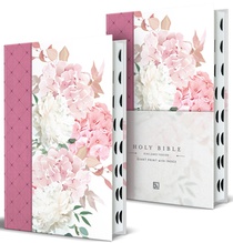 KJV Holy Bible, Giant Print Large Format, Hardcover Pink with Flowers with Ribbon Marker, Red Letter, and Thumb Index