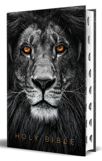 KJV Holy Bible, Large Print Handy Size Format, Hardcover, Lion of Judah, Thumb Index, Ribbon Marker, and Red Letter